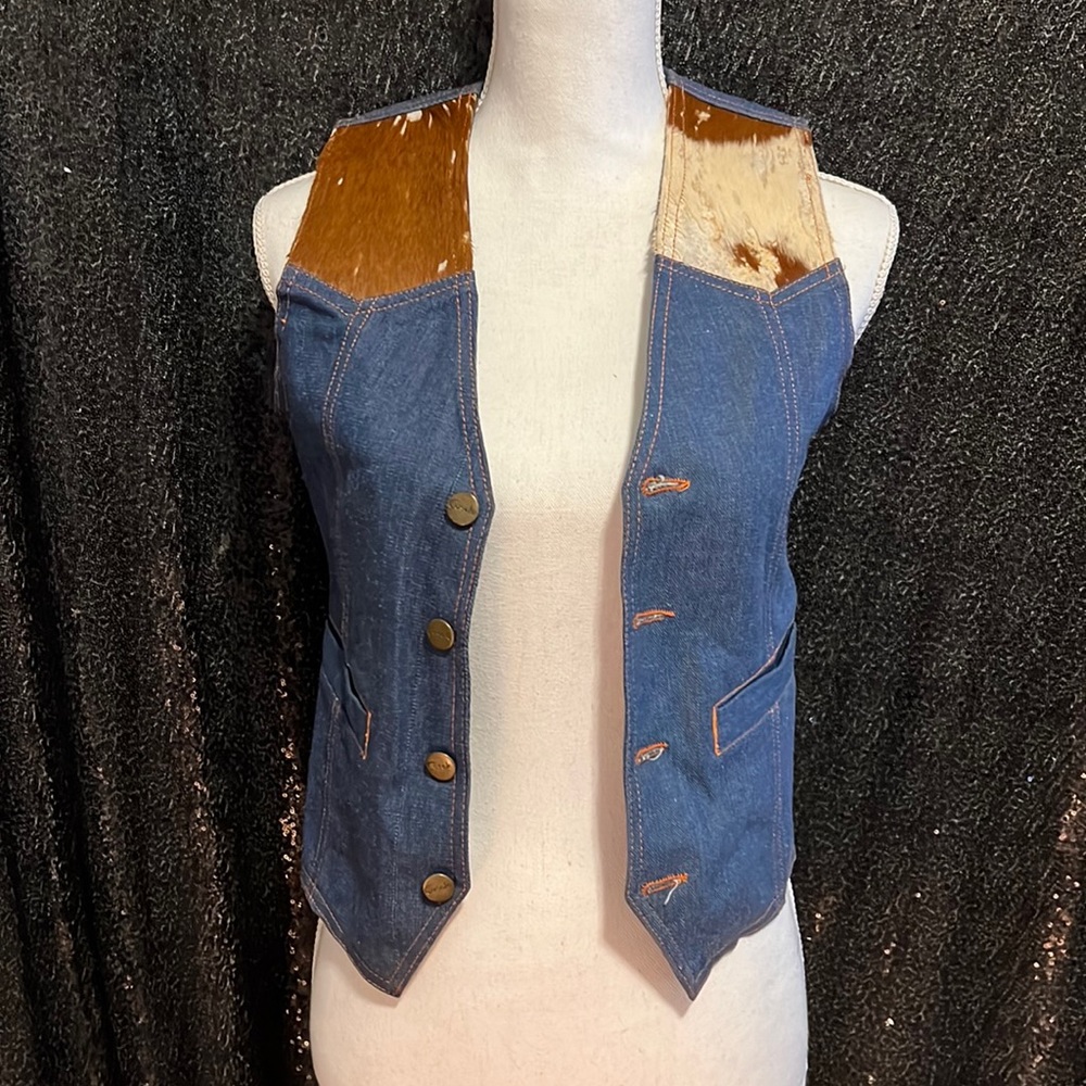 Cowhide denim vest